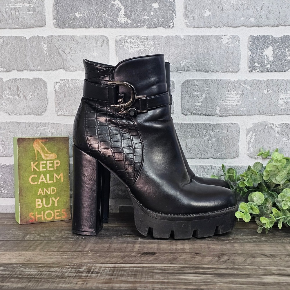 JB Collection Gothic Platform Heeled Ankle Boots‎ EU 38 US 7.5–8 Chunky Lug Sole